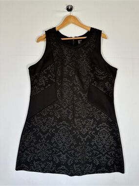 Rock & Shine Black Damask Shift Dress Sleeveless 2X Minimalist Office to Evening